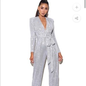 BRAND NEW MISS CIRCLE SEQUIN JUMPSUIT